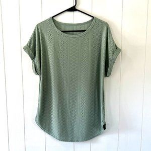Unbranded Green Cuffed Sleeve Textured Shirt - NWOT